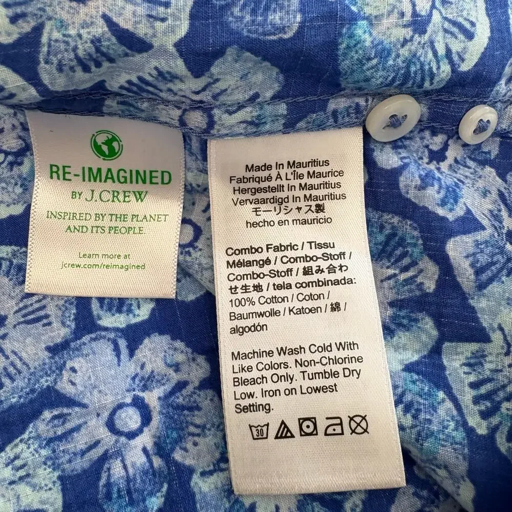 J. Crew 100% Cotton Hawaiian Button Down Shirt Men’s Size XL Slim Vacation